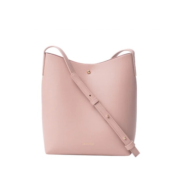 Samara Handbags - SAMARA Medium Off the Shoulder Bucket Crossbody Bag Pink Peony Vegan Leather